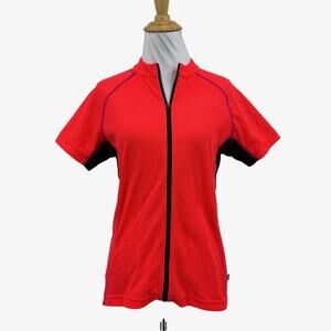 Cannondale Jersey Womens M Medium Coral Waffle Knit Short Sleeve Zip Up Cycling